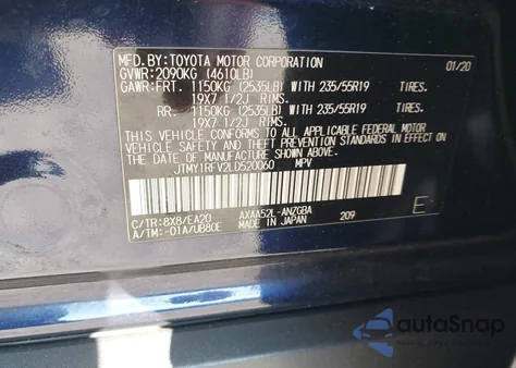 2020 Toyota Rav4 Limited z USA, uszkodzony, nr VIN JTMY1RFV2LD520060